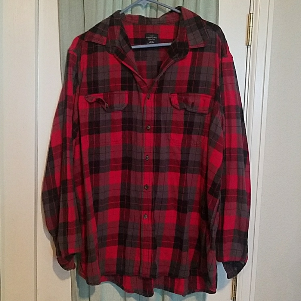 Red and black plaid button up shirt